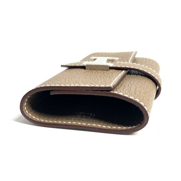 HERMES Bearn 4P 4 rows Key H logo Key Case Chevre Etoupe Gray Unused - Picture 14 of 16